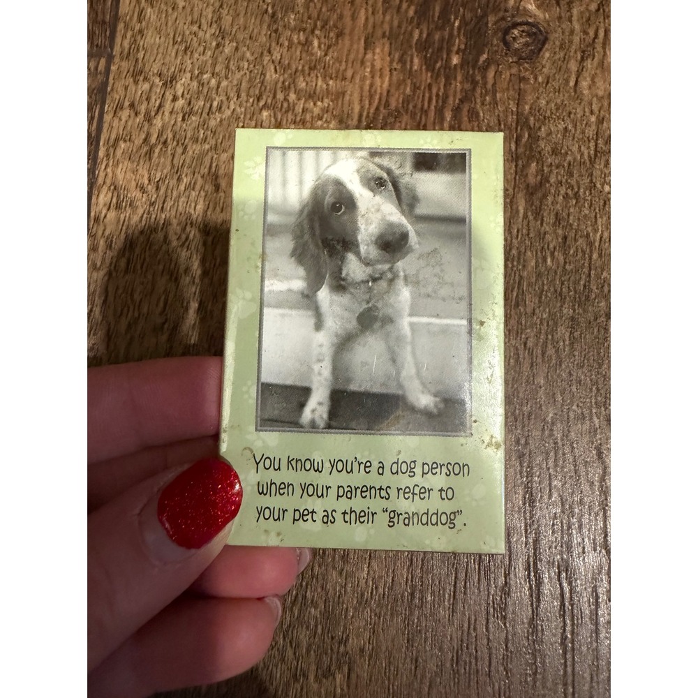 Granddog Quote Dog Person Refrigerator Magnet Vintage Style Green Spaniel Photo